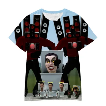 Spēle Skibidi Tualetes Tshirts Kids 3D Coloful Streetwear Pusaugu Zēnu Karikatūra Speakerman T-krekls Bērnu Meiteņu Modes HipHop Topi