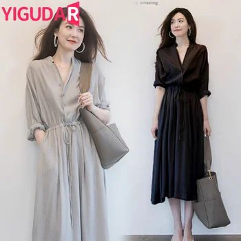 maternitātes kleita korejas Modes Šiks Elegants grūtniecības Kleitas, Vintage Maxi Ikdienas Krekls, Kleita Pārsējs grūtnieču apģērbs
