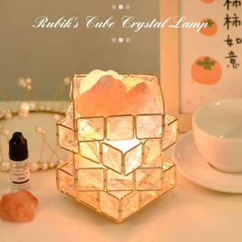 USB Kristāla Galda Lampas Trīs Krāsu Dimming Magic Cube Akmens Romantisku Atmosfēru Gaismas Guļamistaba Gultas Nakts Gaisma Mājas Istabā