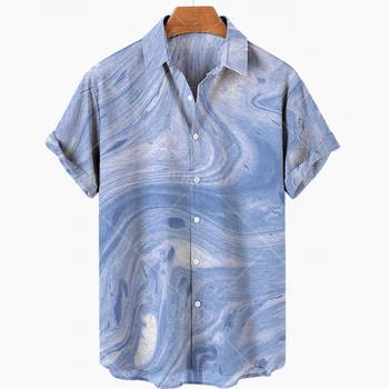 2022. gadam, Modes Vīriešu Shirtssummer Īsām piedurknēm Apģērbs Pogu Havaju Krekls Vīriešu Zaudēt Tintes Glezna Top Pludmale 5xl