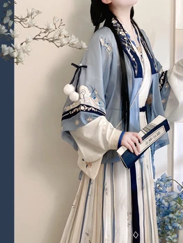 Ming Dynasty Hanfu Sieviešu Pāri Valkā Ķīnas Hanfu Uzlabota Tradicionālo Apģērbu Elegants Ceļojumu Pavasara un Rudens Stils