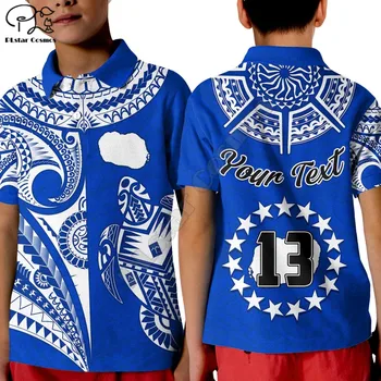 (Pielāgots Teksts un Numurs) Rarotonga Kuka Salas Polo Krekls MAZULIS, Bruņurupucis un Kartes Stilā 3D Iespiests T Krekli Vasaras Topi Bērnu T-krekls