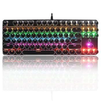 Jaunu Mehānisko Tastatūru USB Vadu Spēļu Tastatūra, RGB 87 Keycaps Biroja Datorspēļu Tastatūra RGB Backlit Datoru Keybord, Lai Portatīvo DATORU