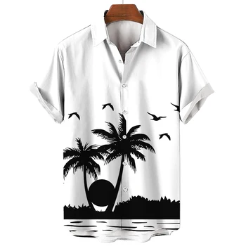Vīriešu Havaju Krekls 3d Pludmales, Kokosriekstu Koku Krekli Vīriešu Modes Krekls 2023 Vīrieši Sievietes Tee Elpojošs Vasaras Puses ar Īsām Piedurknēm