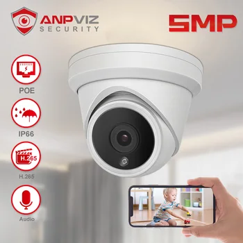 Anpviz 5mp POE IP Kamera Outdoor Drošības CCTV Kameras Video Novērošanas 30m Iebūvēts Mikrofons Audio IP66 H. 265