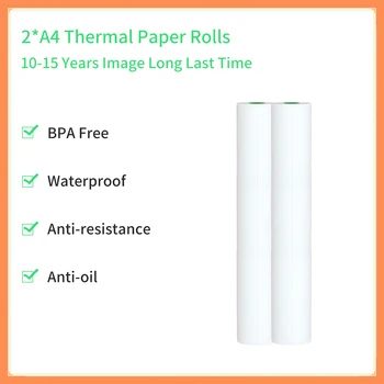 A4 Thermal Paper 2 Ruļļi 10-15 Gadus Attēla Ilgi, Pēdējo Reizi BPA Free Ūdensizturīgs Anti-Pretestību Pret Eļļas PeriPage Oficiālais Papīra