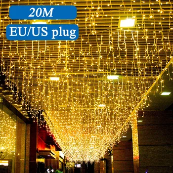 LED Aizkaru Lāsteku String Gaismas Krituma 0,6 m 120LEDS Dārza Iela Mall Karnīzes, Āra Ziemassvētku Vainags Dekoratīvās Pasaku Gaismas
