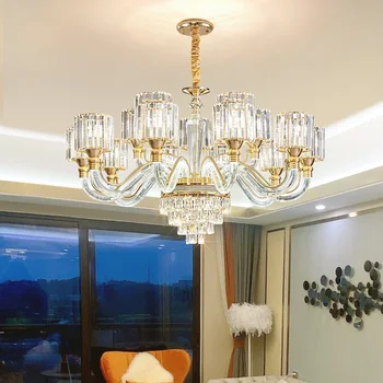 Eiropas Gaismas Luksusa dzīvojamo Istabu, Kristāla Lustra, LED Lampas, Roku Gaismas Lustra Iesūkšanas Karājas Divējāda lietojuma Guļamistabas Lampas