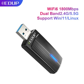 EDUP Wifi6 USB 1800Mbps Wifi Adapteri 2.4 Ghz 5.8 Ghz Dual Band USB 802.11 AX RTL Čipu WiFi Tīkla Karti Par Klēpjdatoru Supoort Win10 11