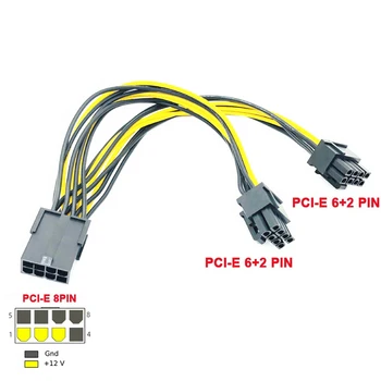 PCI-Express PCIE 8 Pin, lai Dual 8 (6+2) Pin VGA Grafisko Video Karti Adapteris, Barošanas Kabelis, 20cm, lai BTC Bitcoin Miner Ieguves