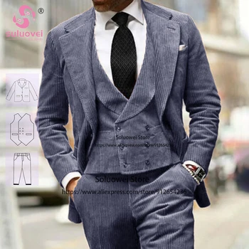 (Pielāgota Krāsa, Lielums), Modes Velveta Kāzu Uzvalki, Vīriešu Liela Izmēra 3 Gabals Bikses Kopa Līgavainis Vakariņas Tuxedos Žakete Masculinos