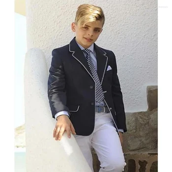 Robs Apkakle Vienu Krūtīm, Žakete itālijas Luksusa Zēnu Uzvalki, Kāzu Flap Kabatas tīrtoņa Krāsas Uzvalka Žaketes Bērniem Drēbes