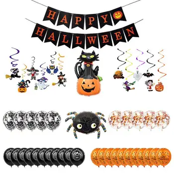 Halloween Baloni, Dekorācijas, Folija Black Orange Balonus Uzstādīt Halloween Svinības Piegādēm Triks Vai Treat Grupa Spooky Spoku