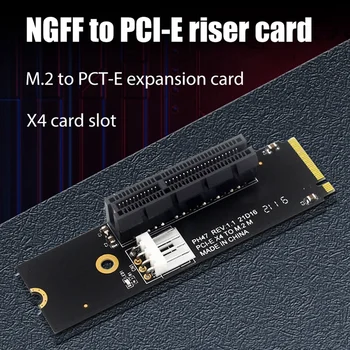 NGFF M. 2 PCI-E 4X Stāvvadu Kartes M2 M Taustiņu, Lai Pcie X4 Adapteris Ar LED Indikatoru SATA Barošanas Stāvvada Par Bitcoin Mining