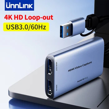 Unnlink 4K Video Capture Karte, USB C Tipa HDMI Video Grabber Ieraksts Slēdzis PS4 Spēles Tiešraidi Kamera