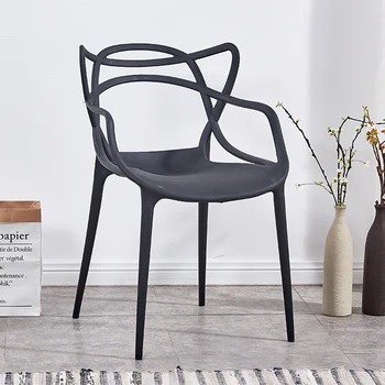 Dizains Melnā Ēdamistabas Krēsli Minimālisma Luksusa Modernās Viesistabas Krēsli Unikālo Elpojošs Sillones Salons Mēbeles A1