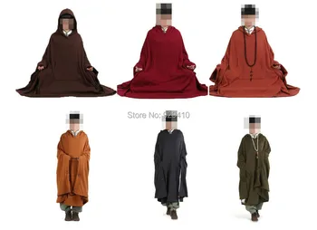 6colors unisex augstākās kvalitātes kokvilnas Budisma meditācijas apmetni, cīņas mākslas apmetņi Budistu tērpi Gulēja silts apģērbs Pavasara&Ziemas