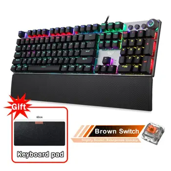 RYRA Spēļu Mehāniskā Tastatūra 108 Atslēgas Vadu Klaviatūras Zaļā Melnā Tēja Ass RGB Ar Roku Balsts, Lai Esports PC Dators Gamer