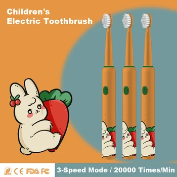 Bērnu Zobu Elektriskās Skaņas Zobu Birste Bērniem Zobu Tīrīšanas, Balināšanas ar 4 Mīksto Sprauslas 3 Režīmu zobu Suka Bērniem