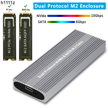 Dual Protokola SSD Gadījumā Būra M. 2 SATA NVME SSD Ārējo Lietu JMS581D Čipu Instruments, Bez M/B+M Taustiņu 2230 2242 2280 2260 M2 SSD