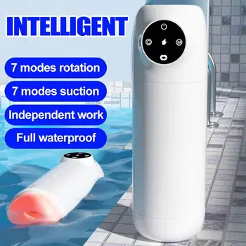 Automātiskā 18Male Masturbator 100% Pilnībā Ūdensizturīgs Iesūkšanas Rotācijas Vakuuma Blowjob Pocket Pussy Reāli Teksturētu Pieaugušo Seksa Rotaļlietas