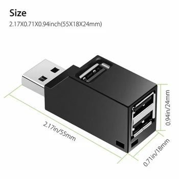 3 Portu USB Hub Mini USB 2.0 High Speed Hub Sadalītāja Kārba, DATORU, Klēpjdatoru Piederumi Dokstacijas