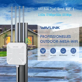 WAVLINK GAISA HD6 WiFi 6 AX1800 Dual-Band 2.4 GHhz 5GHz plaša Āra Maršrutētājs Bezvadu AP, ar PoE un IP67 Waterproof