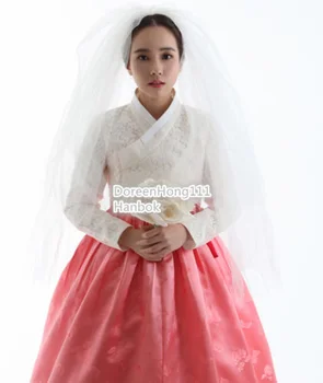 Karstā Modes Jaunu Hanbok Kleita Tradicionālās Korejiešu Līgava, Līgavainis Kāzu Mūsdienu Hanbok Mežģīņu Un Zīda Kleita Hallowen Cosplay Dāvanas