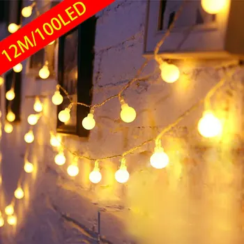 12M Bumbu LED String Gaismas Āra Bumbu Ķēdes Gaismas Vainags Gaismas Spuldzes Pasaku Gaismas Mājas Puse, Kāzu Dārza Ziemassvētku Dekori