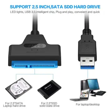 USB 2.0 SATA 22pin Kabeļa Adapteris Converter HDD, SSD Pievienojiet Vadu Vadu 2.5 Cietie Diski Cieto Disku Diska Adapteri,
