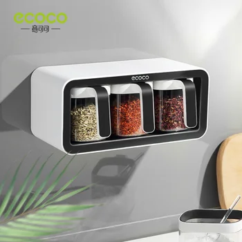 Ecoco Spice Lodziņā Virtuves Piederumi pie Sienas Karājas Multi-tīkla Uzglabāšanas Sāls Mononātrija Glutamāts Sāls Jar Sadzīves Garšvielas Pudele
