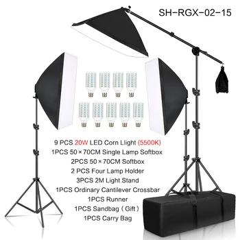 SH Foto Studija Softbox Gaismas Komplekts Fotoaparatūras Četru Spuldžu Ietveres Nepārtrauktu Gaismu Sistēma Ar E27 Spuldzes Piederumi