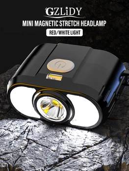 Mini COB Lukturis Spēcīgs Ūdensdrošs LED Lukturu USB Lādējamu 5 Režīmi Prožektors ar Magnētu Kempings Galvas Lukturīti