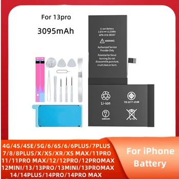 Augstas Ietilpības Akumulators iPhone X 11 Pro MAX 12 Mini 8 7 6S 6 SE 2016 2020 5S 5C 5 Nomaiņa Litija Polimēru akumulators