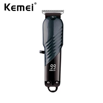 Kemei Profesionālo Matu Trimmeris Bezvadu Veidu-c, USB Uzlādējams Hair Clipper Elektrisko Matu Griešanas Mašīna Vīriešiem LED Displejs