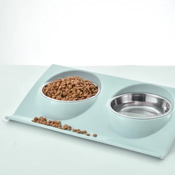 Kaķu Bļodas, Double Bowl Pet Nerūsējošā Tērauda Slīpā Muti Rīsu Bļoda Splash pierādījums, hermētiskos Kaķu barība Baseinu, hermētiskos Ūdens Baseinu