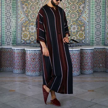 Musulmaņu Vīriešu Apģērbu Kaftan Drēbes Ar Garām Piedurknēm Modes Mīksto Thobe Kurta Arābu Turku Tuvajos Austrumos Kleita Dubaija Islāmu Ieradums Musulman