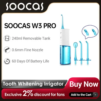 SOOCAS W3 Pro Zobu Balināšanas Irrigator Portatīvo Noņemams Ūdens Tvertne Ūdensdroša Elektriskā Zobu Calculus Noņemšanas Zobu Tīru