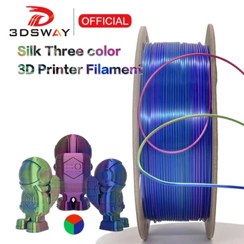 3DSWAY 3D Printeri Pavedienu TAA Palīgmateriāli 1kg 250g 1,75 mm Zīda Tri-color Multi-krāsu TAA Varavīksnes Slīpums Materiāls zīds