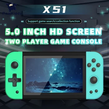 POWKIDDY X51 Rokas Spēle Spēlētājiem 5 Collu HD Ekrāns Retro Video Spēļu Konsole, Lēti Bērnu Dāvanas Atbalstu Divu Spēlētāju Spēles