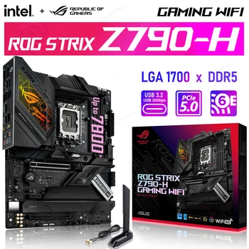 LGA 1700 ASUS ROG STRIX Z790-H SPĒĻU WIFI Mātesplates Intel Z790 DDR5 128G XMP 7800MHz +OC Desktop ATX PCIE 5.0 M2, WI-FI 6E Jaunas