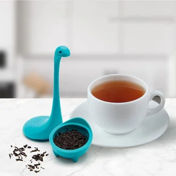 Smieklīgi Silikona Tējas Infuser Loch Ness Monster Tējas Filtri Nessie Dinozauru Tējas Noplūdes Filtru Ar Garo Rokturi Piederumu, Virtuves