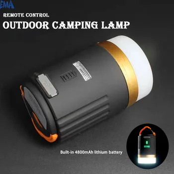 Āra Kempings Gaismas USB Lādējamu Nakts Apgaismojums, Tālvadības pults, kas Strādā Lampas Telts Laternu Prožektoru 4800mAh LED Lukturītis