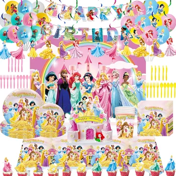 Disney Princese Meitene, Dzimšanas dienas svinības Piegādēm sniegbaltīte Bell Dinnerware Uzstādīt Galdauts Bērniem, Baby Dušas Kāzu Dekori