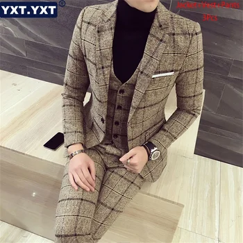 Elegants Vīriešu Uzvalks 2023 Jaunu Gadījuma Biznesa Uzvalks Posmā Puse Kleita 3Pcs Līgavainis Kāzu Kleita, Izšūta Formālas Biznesa Uzvalki