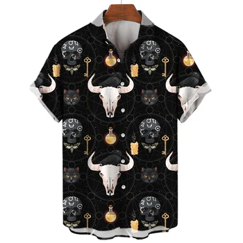 Vīriešu Krekls Havaju Krekls Galvaskausa 3d Modeli Dizaina Pludmales Modes Gadījuma Brīvdienas Apģērbs Brīvs Liela Izmēra Īsām Piedurknēm Topi