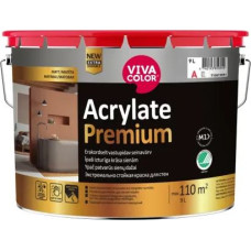 Vivacolor Acrylate Premium mitrumizturīga iekšdarbu krāsa ar pretpelējuma piedevām, matēta 9L