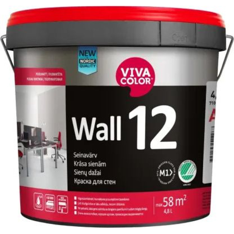 Vivacolor Wall 12 sienas krāsa, pusmatēta 0,9L