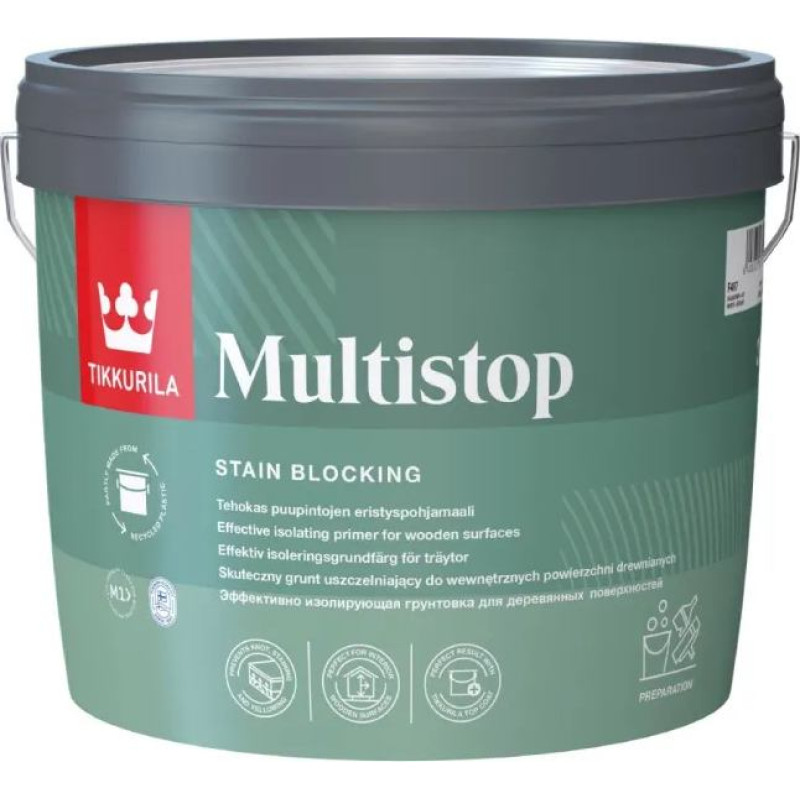 Tikkurila Multistop izolācijas gruntskrāsa kokam, balta, matēta 1L