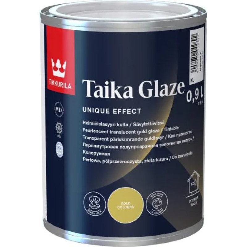 Tikkurila Taika Pearl Glaze speciālā lazūra uz ūdens bāzes ar metālisku perlamutra efektu 0,9L
